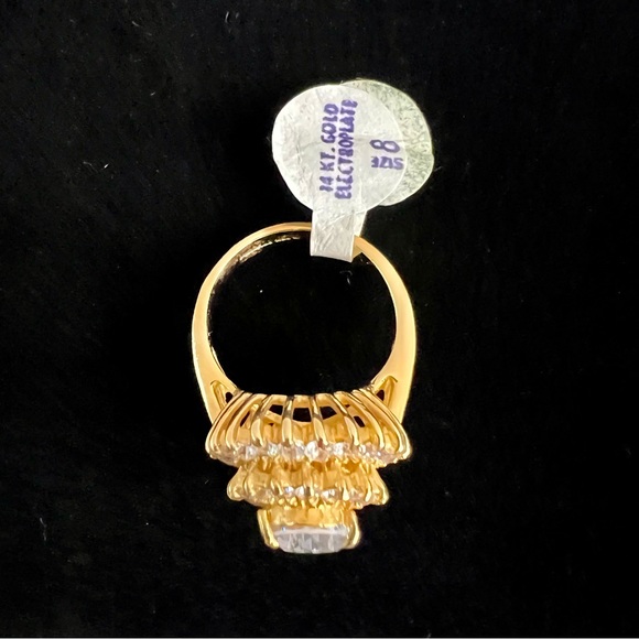 Vintage 90's Cubic Zirconia 14k Gold Plated Ring - Picture 4 of 5